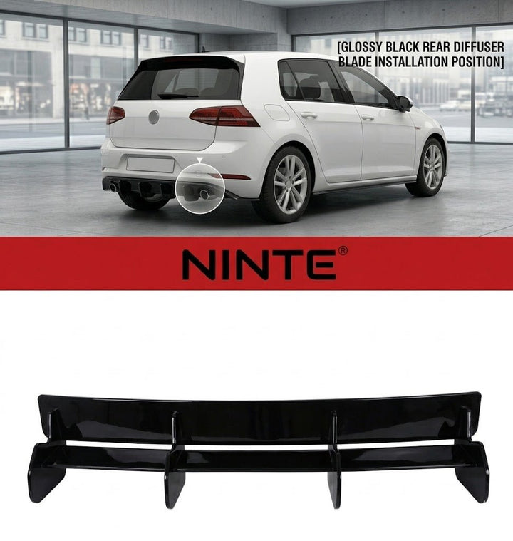 NINTE Rear Bumper Lip Splitter Fit For VW Golf 7 R 2013-2017 Painted Gloss Black One Piece Sport Style Without Logo - NINTE