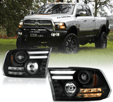 2009-2018 Dodge Ram 1500 2500 3500 [TRIBAL VERSION] Black LED DRL Headlights Set
