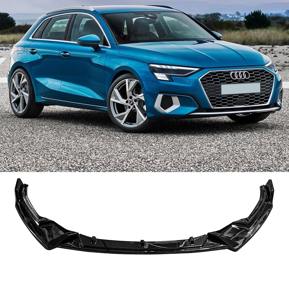 NINTE For 2021-2024 Audi A3 8Y Front Lip ABS Front Bumper Splitter ABS 3 Pieces NON-Fit S-Line Fit Sport