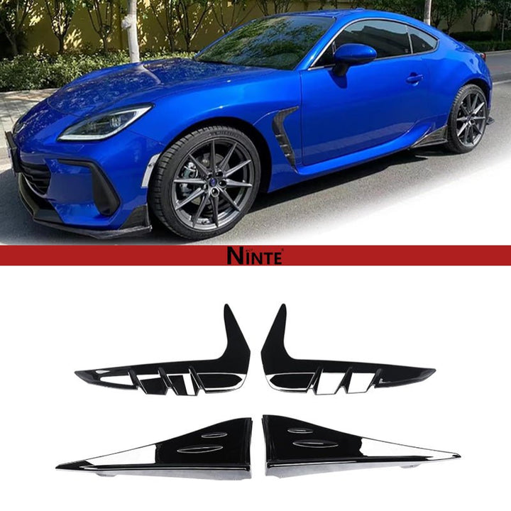 NINTE for Toyota BRZ & Subaru GR 86 2022 - 2025Side Skirts Side Splitter Winglets & Front Fender Side Air Flow Vent Trim Gloss Black ABS Painted 4PCS Decoration - NINTE