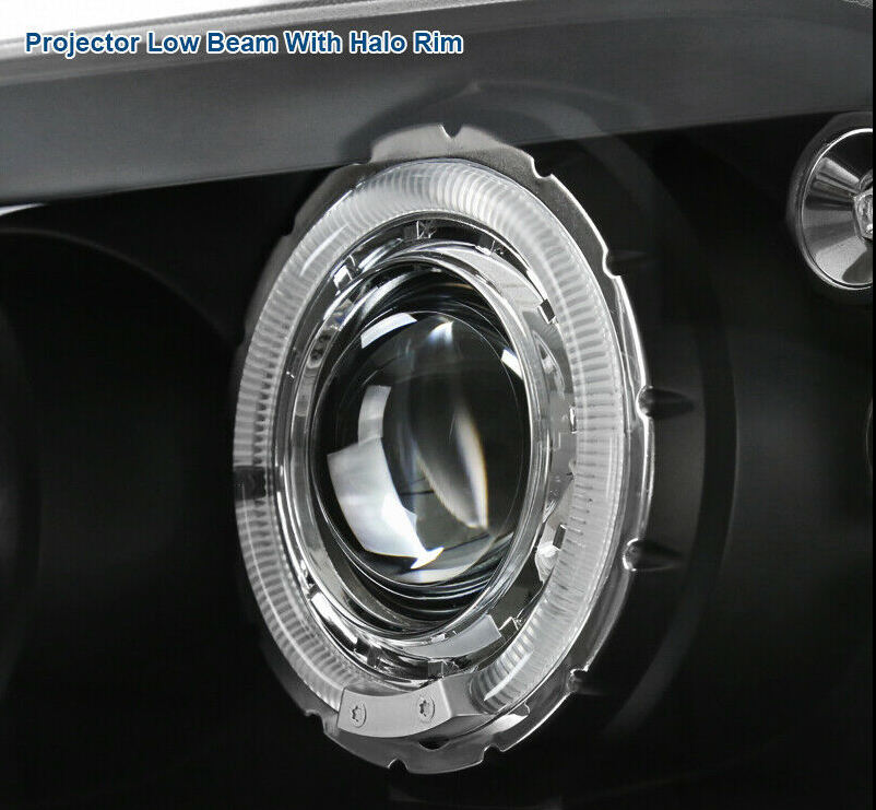 For 99-04 F250 F350 F450 Super Duty Black LED Halo Projector Headlights Lamps - NINTE
