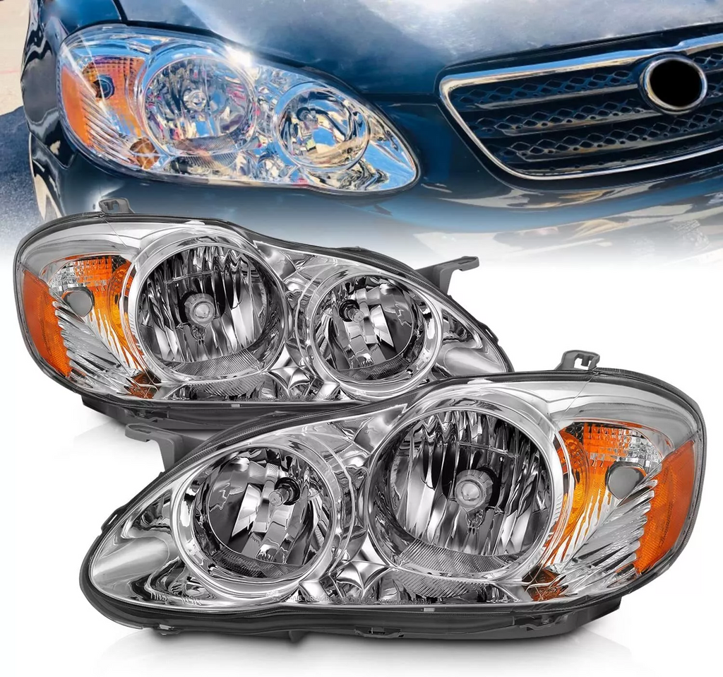 NINTE For 2003-2008 Toyota Corolla Chrome Headlights Replacement