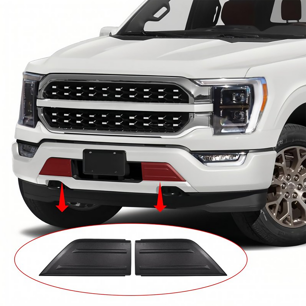 NINTE For Ford F150 2021-2023 1 Set Front Bumper Guards Inserts Pads End Caps Cover Trim 