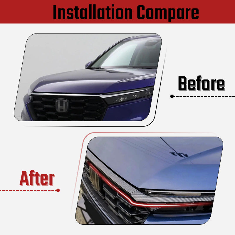 2023-2025 Honda CR-V Center Grille Trim Overlay installation Compare for Carbon Fiber Look