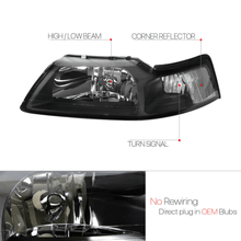 Charger l&#39;image dans la galerie,  Headlight for 99-04 Ford Mustang