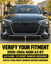 NINTE Front Lip For 2020-2024 Audi A3 8Y Front Bumper Splitter - NINTE