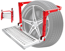 Cargar imagen en el visor de la galería, NINTE Heavy Duty Foldable Tire Step fit for Truck SUV RV 10 to 15 Inch Tires Red Adjustable Wheel Step Plate Without Logo