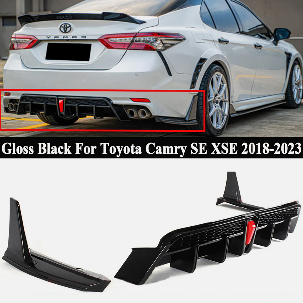 NINTE For 2018-2024 Toyota Camry SE XSE Yofer V2 LED Rear Bumper Diffuser + Corner Extension