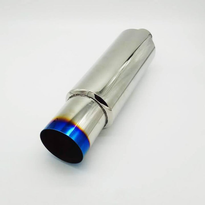 NINTE For Universal Exhaust Muffler 4" JDM Titanium Burnt N1 Tip Stainless T - 304 2.5" Inlet+Silencer - NINTE