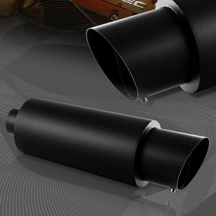 NINTE Universal Exhaust Muffler Black 4 Inch JDM Slant N1 Tip 2.5 Inch Inlet - NINTE
