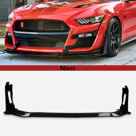 NINTE For 2015 - 2017 Ford Mustang Front Lip Front Bumper Splitters ABS Gloss Black - NINTE
