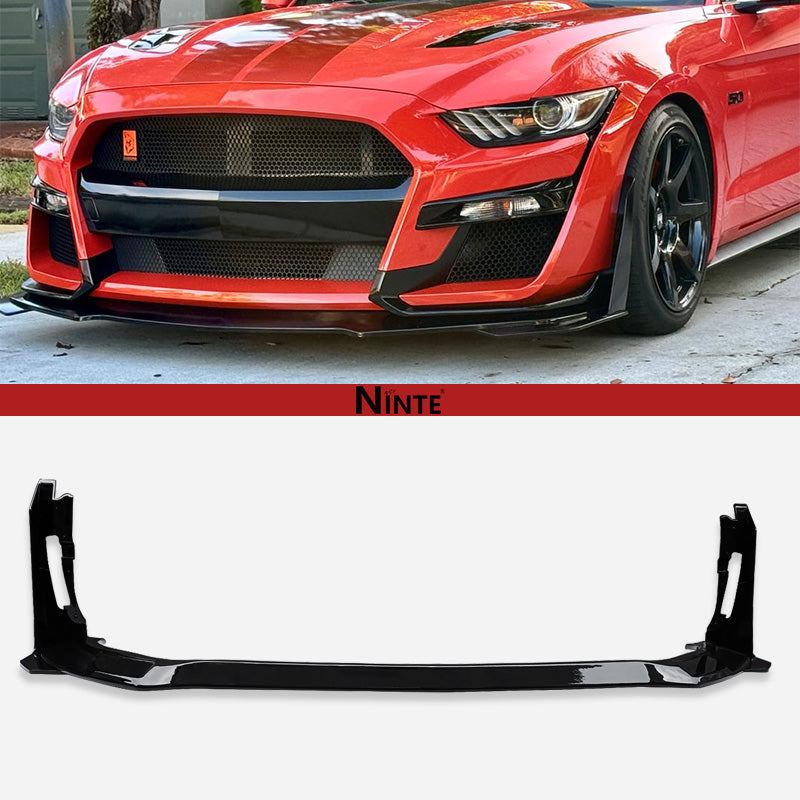 NINTE For 2015-2017 Ford Mustang Front Lip Front Bumper Splitters ABS Gloss Black