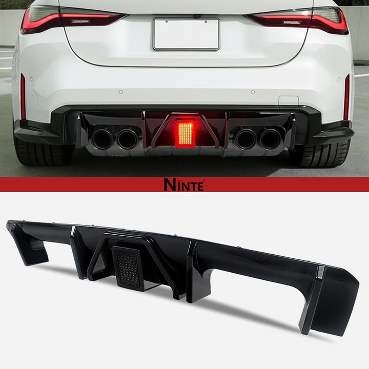NINTE Rear Bumper Lip For 2021 - 2025 BMW G80 M3 G82 M4 Rear Diffuser W/LED Black Light - NINTE