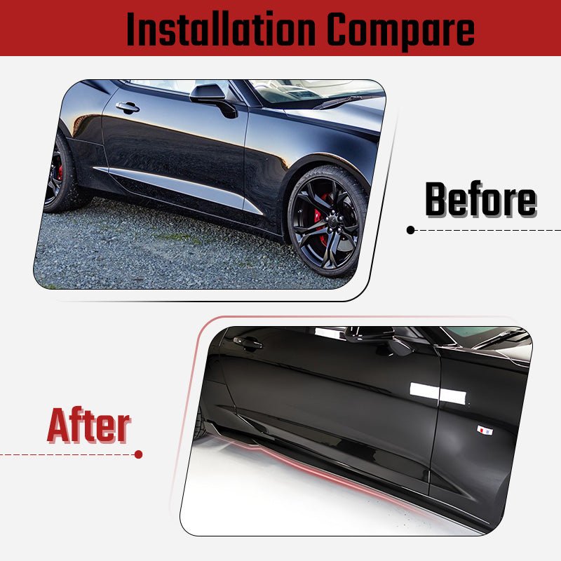 NINTE For 2016 - 2023 Chevy Camaro Side Skirts Rocker Panel Side Extension Lips ABS - NINTE
