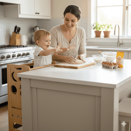 NINTE | 3 - in - 1 Kids Learning Tower with Chalkboard - Safe Kitchen Helper Step Stool - NINTE