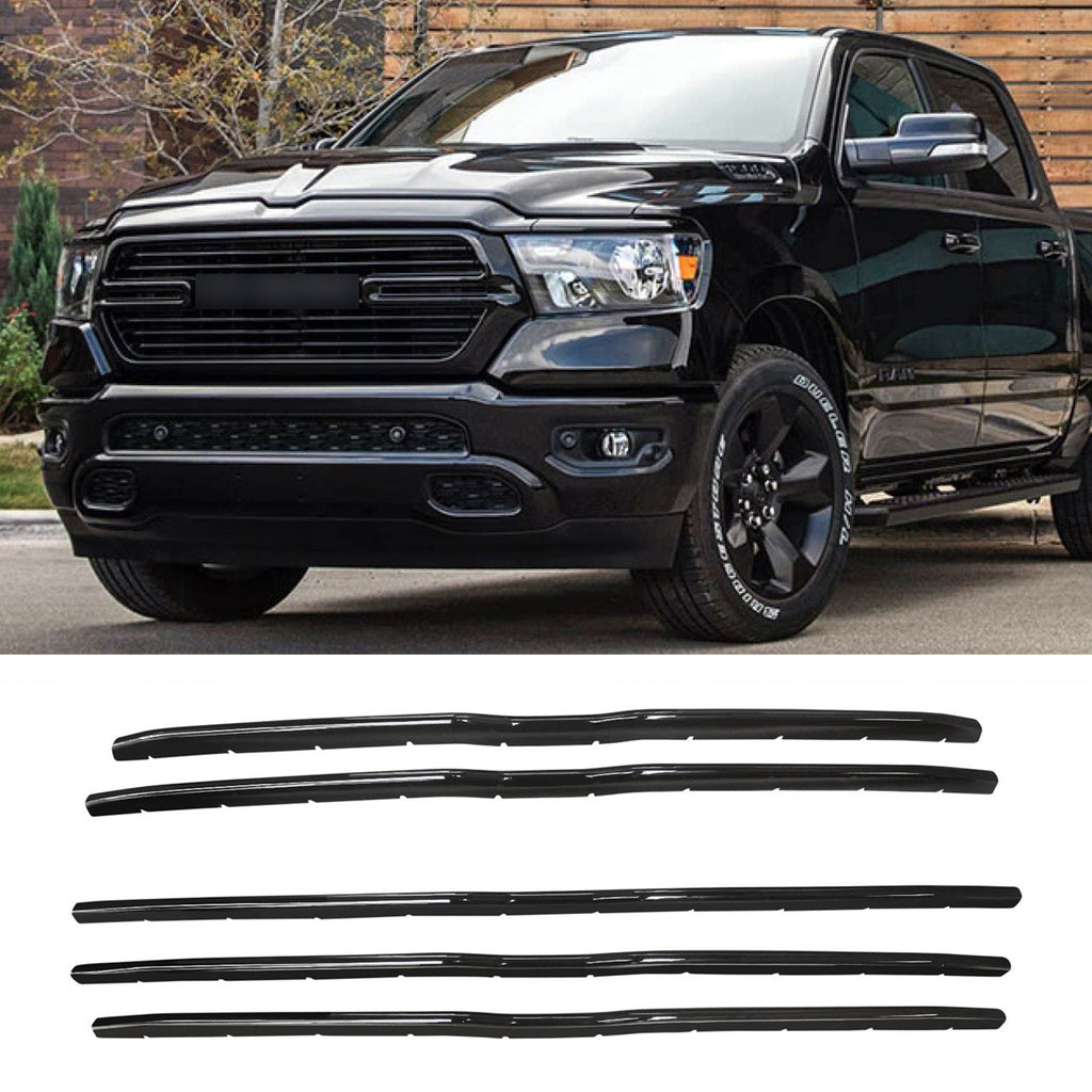 NINTE Grill Cover For 2019-2022 Dodge Ram 1500 Grille Overlay Inserts 5 Pieces Trim