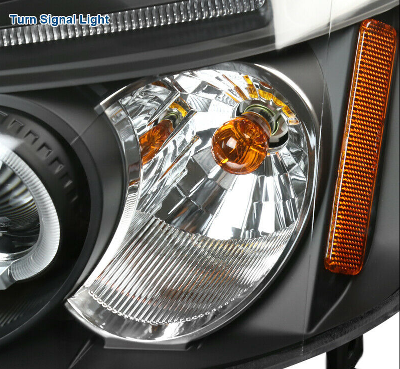 For Honda 01-03 Civic 2/4Dr Black LED Halo Projector Headlights Head Lamps Pair - NINTE