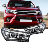 NINTE Headlight For 2015-2019 Toyota Hilux Revo Vigo LHD Sequential Turn Signal Head Lamp