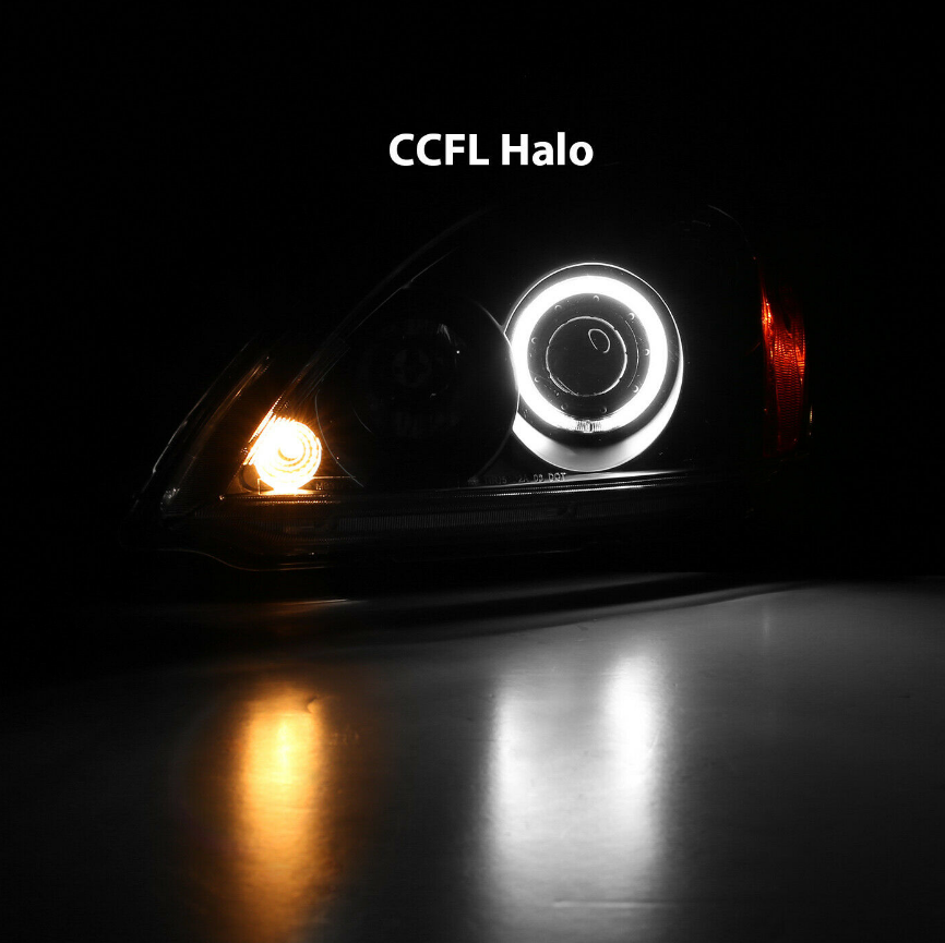 [CCFL Halo] 2004-2007 Mitsubishi Lancer Black Projector Headlights Pair - NINTE
