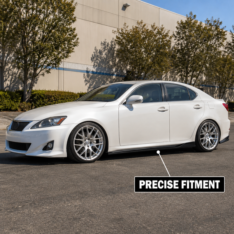 NINTE Side Rocker Panel Splitter Kit Fit for Lexus IS250 IS350 2006-2013 Painted Gloss Black 78.7-Inch 6-Piece Without Logo