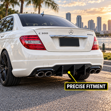 Load image into Gallery viewer, NINTE Rear Bumper Diffuser Fit for Mercedes-Benz W204 C250 C300 C350 C63 AMG 2012-2014 Painted Gloss Black One Piece Big Shark Fin Sport Style