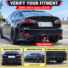 NINTE Rear Bumper Diffuser Kit Fit for Lexus IS250 IS350 2006-2013 Gloss Black LED JDM Style - NINTE