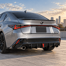 NINTE Rear Bumper Diffuser Lip Fit for Lexus IS300 IS350 2021-2025 Painted Gloss Black 3-Piece Sport Style with LED - NINTE