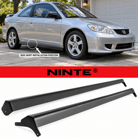 NINTE Side Rocker Panel Side Skirt Kit Fit for Honda Civic Coupe Sedan 2001-2005 Black Polypropylene RS Style - NINTE