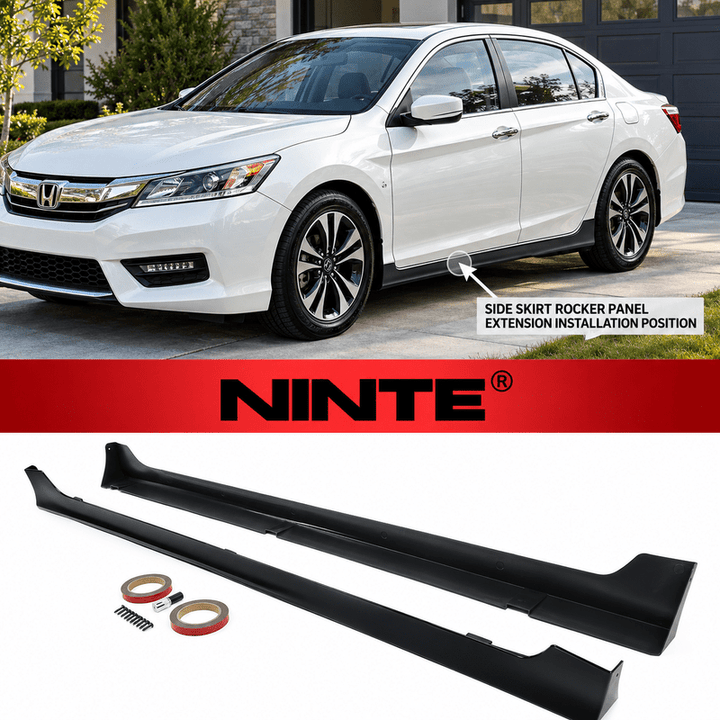NINTE Side Rocker Panel Extension Kit Fit for Honda Accord 4-Door Sedan 2013-2017 Black PP Plastic MOD Style Without Logo - NINTE