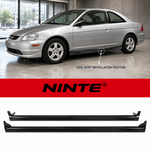 Laden Sie das Bild in den Galerie-Viewer, NINTE Side Rocker Panel Side Skirt Kit Fit for Honda Civic Coupe Sedan 2001-2005 Black Polypropylene RS Style