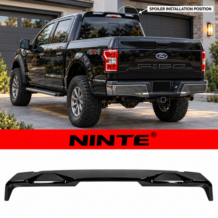 NINTE Rear Roof Spoiler Wing Fit for Ford F-150 2015-2020 Painted Gloss Black One Piece R Style Without Logo
