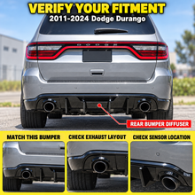 NINTE Rear Bumper Diffuser Fit for Dodge Durango 2011-2024 Painted Gloss Black 3-Piece V2 Shark Fin Sport Style