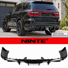 NINTE Rear Bumper Diffuser Fit for Dodge Durango 2011-2024 Painted Gloss Black 3-Piece V2 Shark Fin Sport Style - NINTE