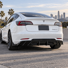 NINTE Rear Bumper Diffuser Splitter Kit Fit for Tesla Model 3 2017-2023 Painted Gloss Black ABS Plastic GT V2 Shark Fin Sport Style Without Logo