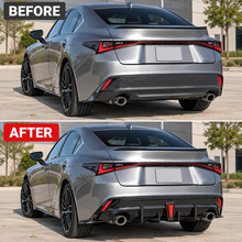 NINTE Rear Bumper Diffuser Lip Fit for Lexus IS300 IS350 2021-2025 Painted Gloss Black 3-Piece Sport Style with LED