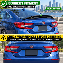 NINTE Rear Trunk Spoiler Wing Fit for Honda Accord 2018-2022 Painted Gloss Black One Piece R Style Duckbill