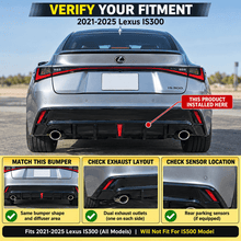 NINTE Rear Bumper Diffuser Lip Fit for Lexus IS300 IS350 2021-2025 Painted Gloss Black 3-Piece Sport Style with LED - NINTE