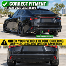 NINTE Rear Bumper Diffuser Lip Fit for Lexus IS300 IS350 2021-2025 Painted Gloss Black 3-Piece Sport Style with LED