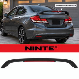 NINTE Rear Trunk Spoiler Wing Fit for Honda Civic Sedan 2012-2015 Matte Black with Integrated LED - NINTE