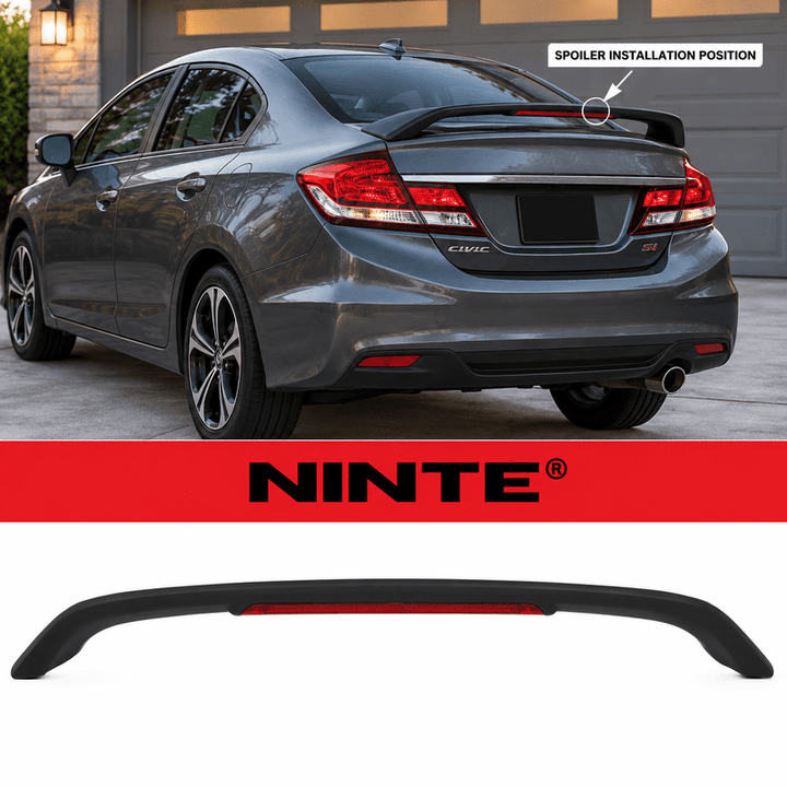 NINTE Rear Trunk Spoiler Wing Fit for Honda Civic Sedan 2012-2015 Matte Black with Integrated LED - NINTE
