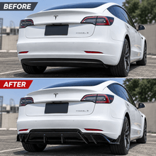 NINTE Rear Bumper Diffuser Splitter Kit Fit for Tesla Model 3 2017-2023 Painted Gloss Black ABS Plastic GT V2 Shark Fin Sport Style Without Logo