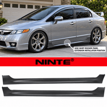 NINTE Left and Right Rocker Side Skirt Kit Fit for Honda Civic Sedan 4DR 2006-2011 Black ABS Plastic RR Style - NINTE