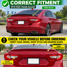NINTE Rear Trunk Lip Spoiler Wing Fit for Honda Accord 2018-2022 Painted Gloss Black One Piece Highkick Duckbill Style Without Logo