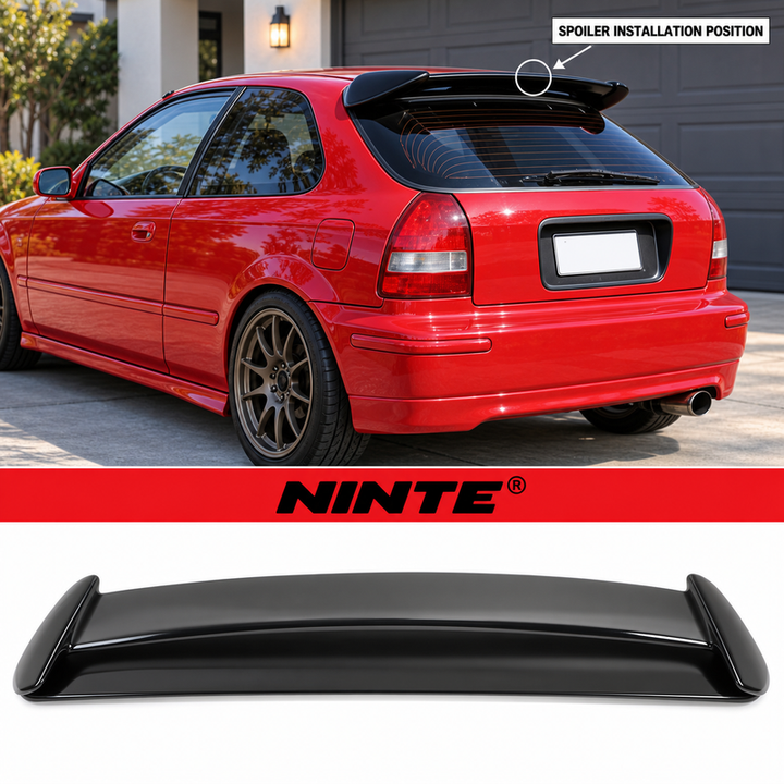NINTE Rear Roof Spoiler Wing Fit for Honda Civic Hatchback 1996-2000 Painted Black One Piece Type-R Style