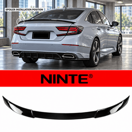 NINTE Rear Trunk Lip Spoiler Wing Fit for Honda Accord 2018-2022 Painted Gloss Black One Piece Highkick Duckbill Style Without Logo - NINTE
