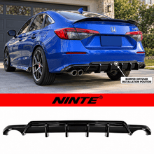 Load image into Gallery viewer, NINTE Rear Bumper Diffuser Fit for Honda Civic Sedan 2022-2026 Painted Gloss Black One Piece GT Shark Fin Sport Style Without Logo