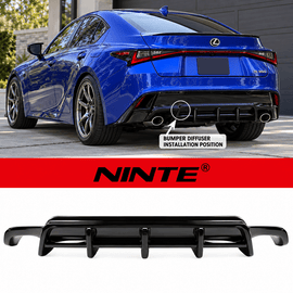 NINTE Rear Bumper Diffuser Fit for Lexus IS300 IS350 2021-2026 Gloss Black CTM Design V1 - NINTE