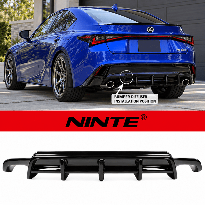 NINTE Rear Bumper Diffuser Fit for Lexus IS300 IS350 2021-2026 Gloss Black CTM Design V1 - NINTE