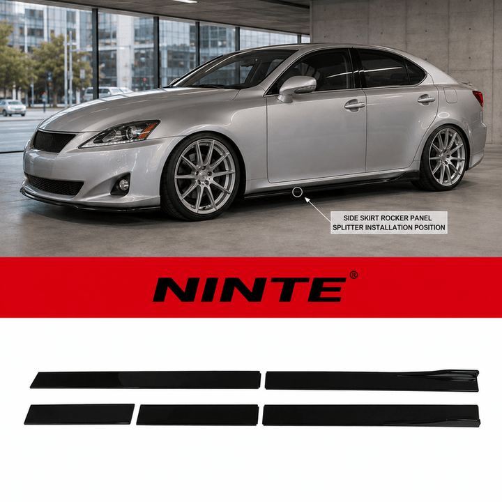 NINTE Side Rocker Panel Splitter Kit Fit for Lexus IS250 IS350 2006-2013 Painted Gloss Black 78.7-Inch 6-Piece Without Logo - NINTE