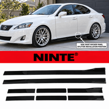 NINTE Side Rocker Panel Splitter Kit Fit for Lexus IS250 IS350 2006-2013 Painted Gloss Black 78.7-Inch 6-Piece Without Logo - NINTE